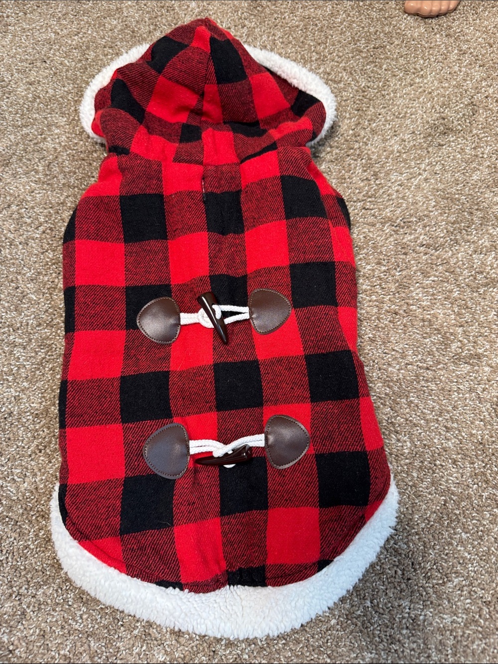 Dog/Puppy costume Buffalo Plaid/Lumberjack/Rustic hooded winter Christmas SZ LG - Picture 2 of 8